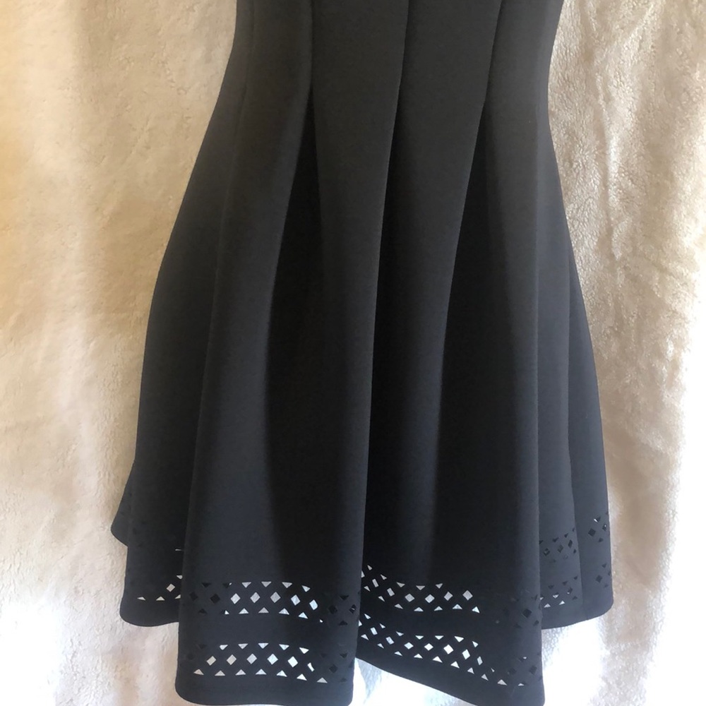 Laser Cut Hem Little Black Dress - Picture 6 of 7